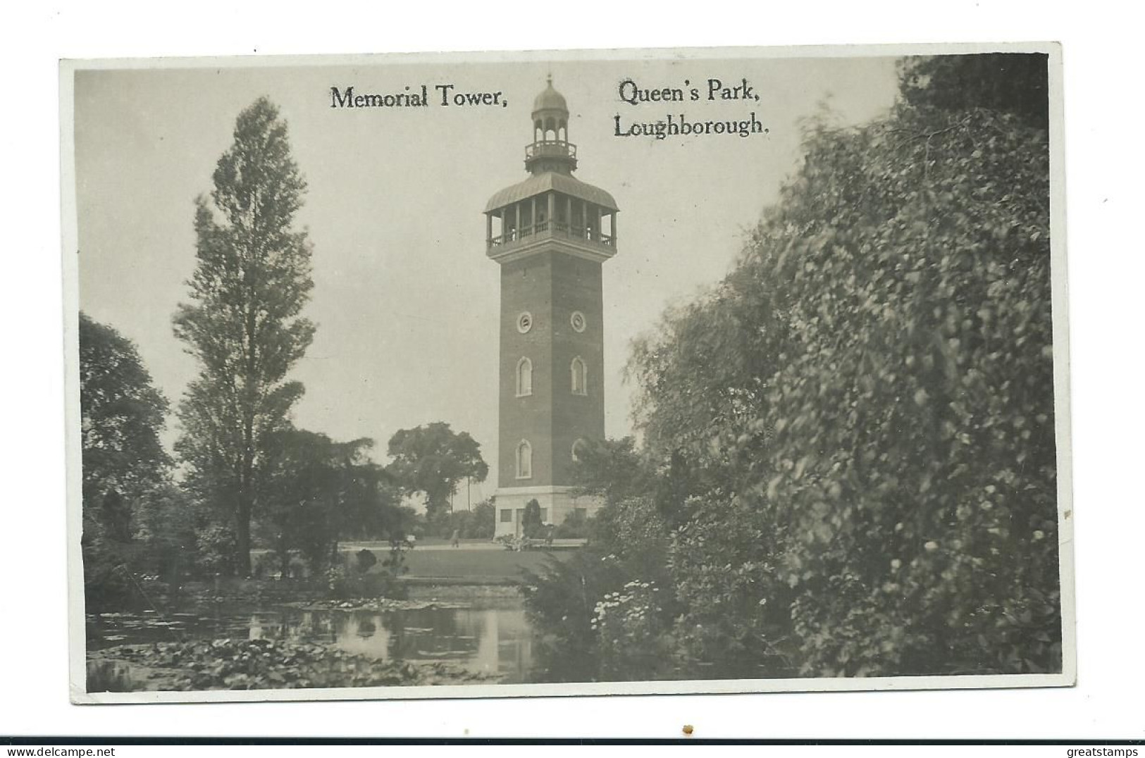 Leicestershire Postcard Loughborough Queen's Park Rp Memorial Tower  Unused - Autres & Non Classés