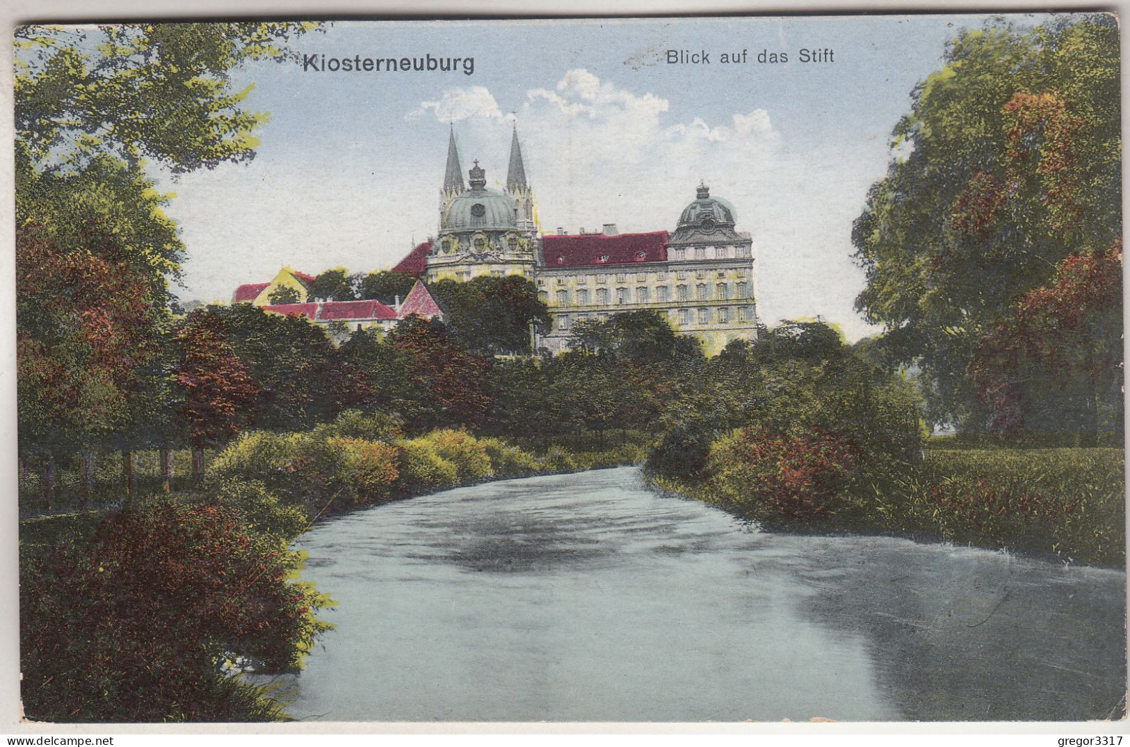 C6271) KLOSTERNEUBURG - Blick Auf Das Stift über Fluss Gesehen ALT 1919 - Klosterneuburg