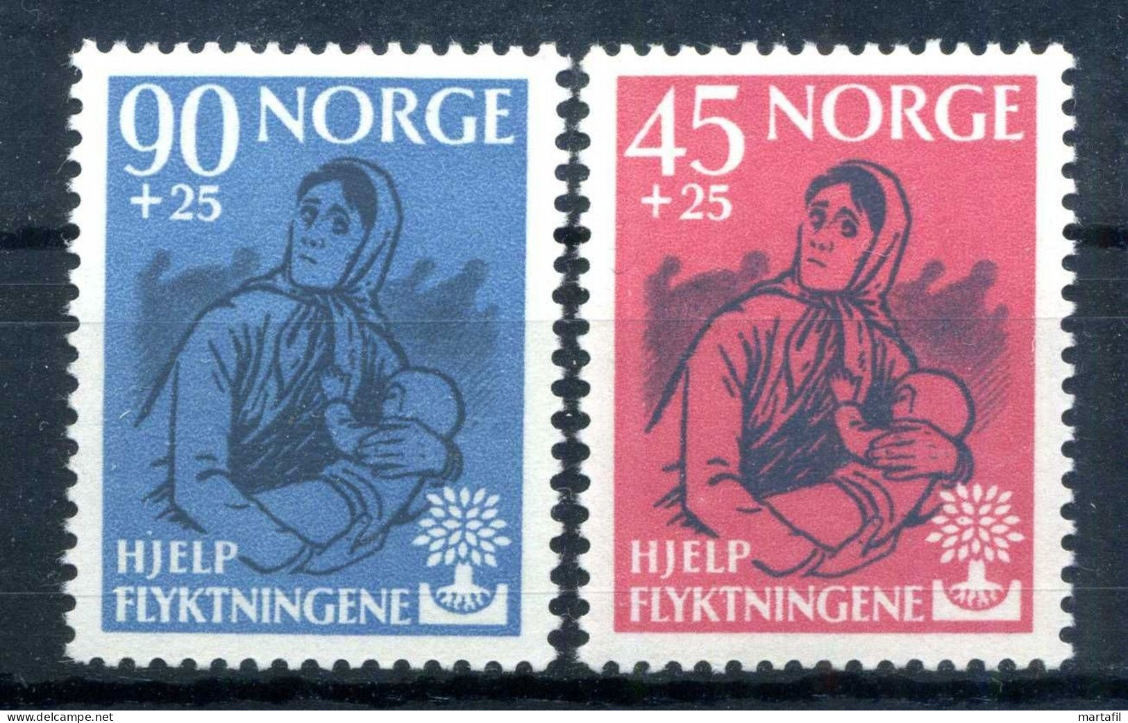 1960 NORVEGIA SET MNH ** 400/401 Anno Mondiale Rifugiato - Neufs