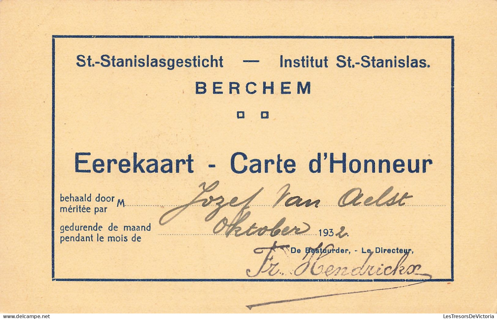 Belgique - De Koolmijn - Le Charbonnage - Edit. Nels - Carte D'honneur Institut St Stanislas  - Carte Postale Ancienne - Berchem-Ste-Agathe - St-Agatha-Berchem