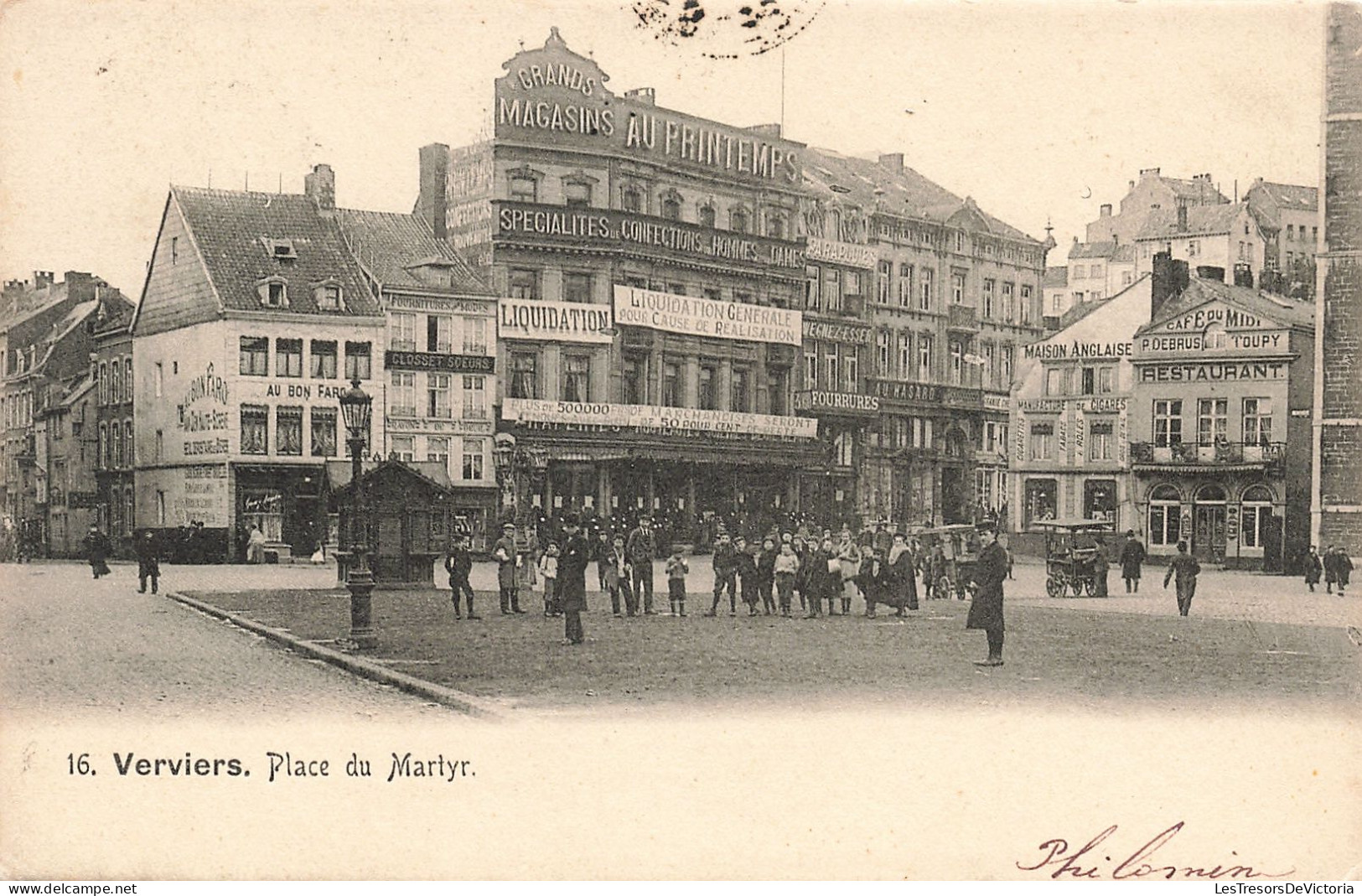 Belgique - Verviers - Place Du Martyr - Grands Magasins Au Printemps - Animé - Carte Postale Ancienne - Verviers