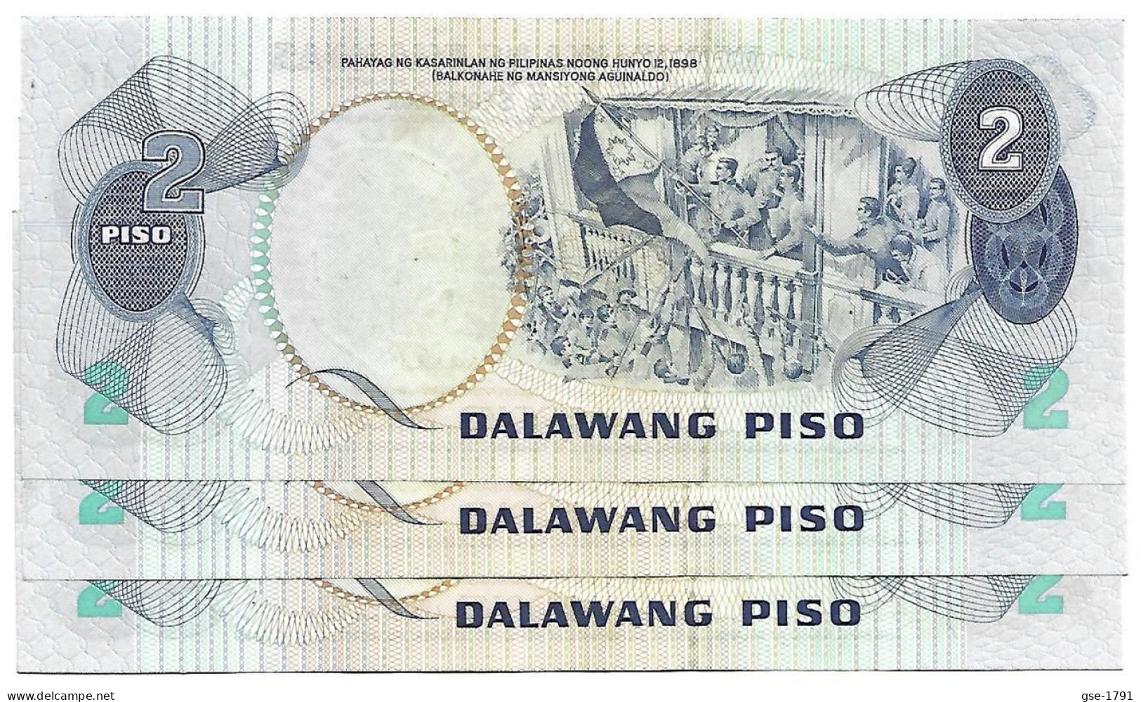 PHILIPPINES  José RIZAL  2 PISO (1970) #152  Lot De 3 Billets Série,  Pr. Neuf - Philippines