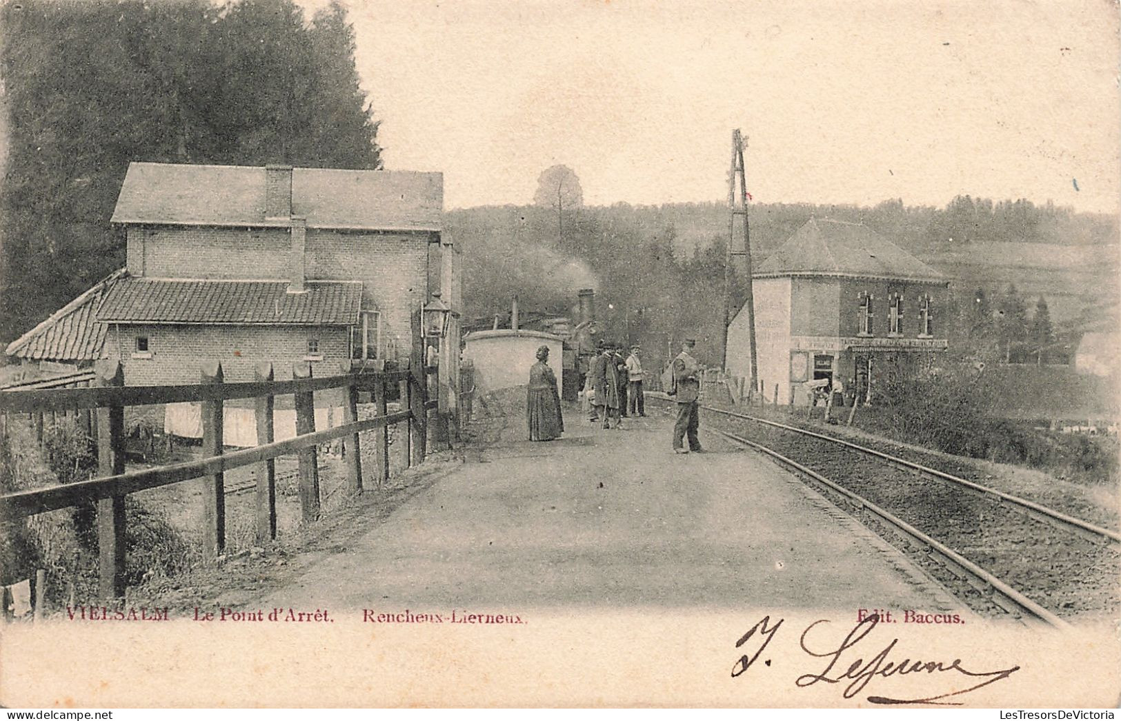 Belgique - Vielsam - Le Pont D'arrêt - Rencheux Lierneux - Ediot. Baccus - Animé  - Carte Postale Ancienne - Bastogne