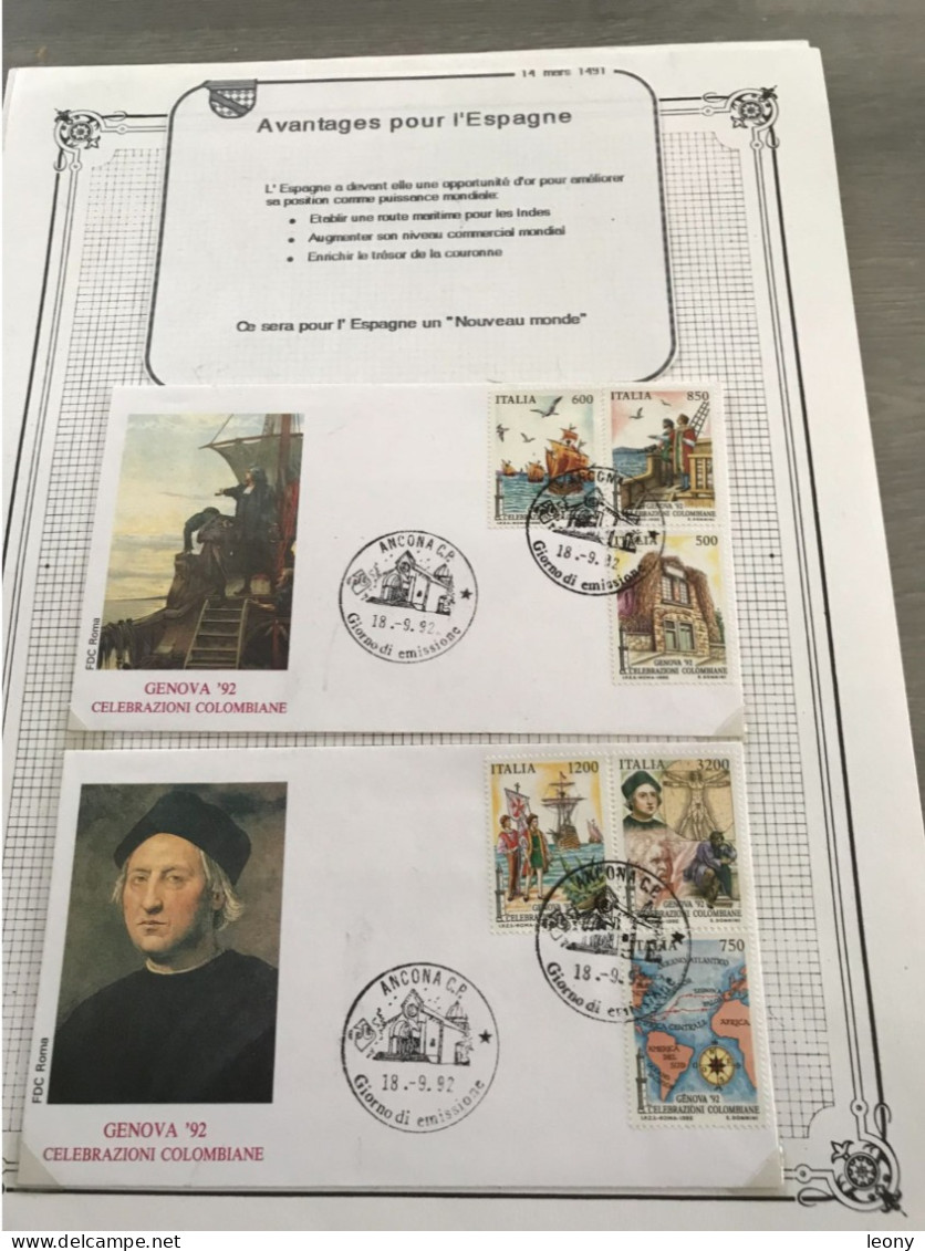 DOCUMENTS   PHILATELIQUES   sur  "   CHRISTOPHE COLOMB "