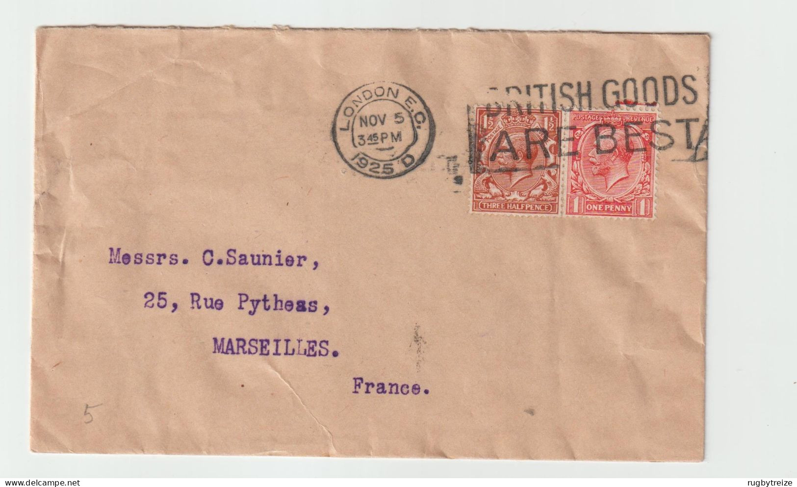 6293 LETTRE COVER 1925 LONDON British Goods Are Best SAUNIER MARSEILLE - Storia Postale