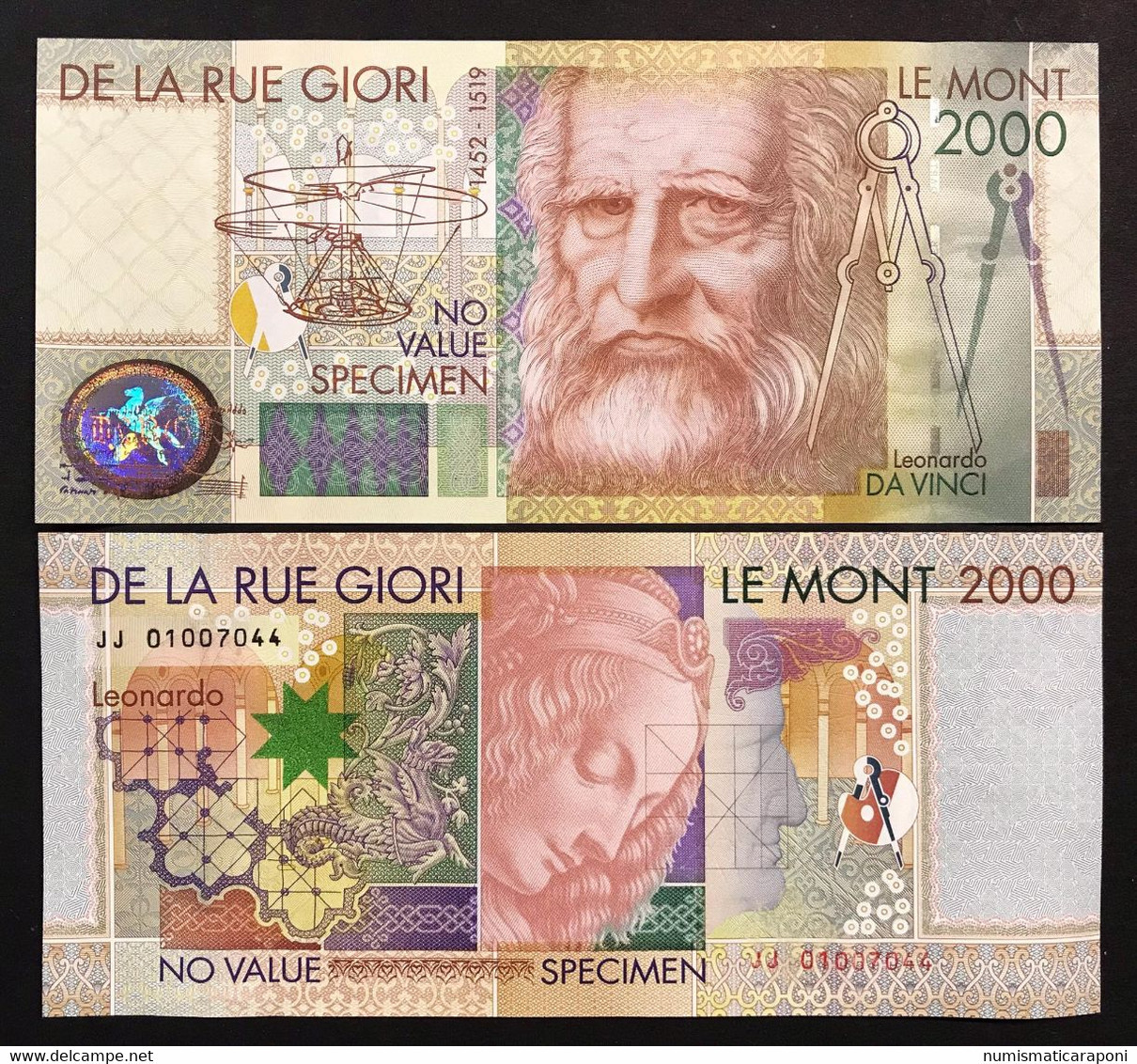 De La Rue Giori Leonardo Da Vinci Le Mont 2000 No Value Specimen Fds Unc Lotto 172 - Other & Unclassified