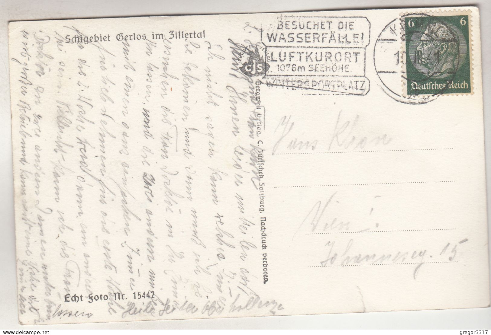 C6283) Skigebiert GERLOS - Zillertal - ARBISKOGEL - Abfahrt B. D. Kothütte 1941 - Gerlos