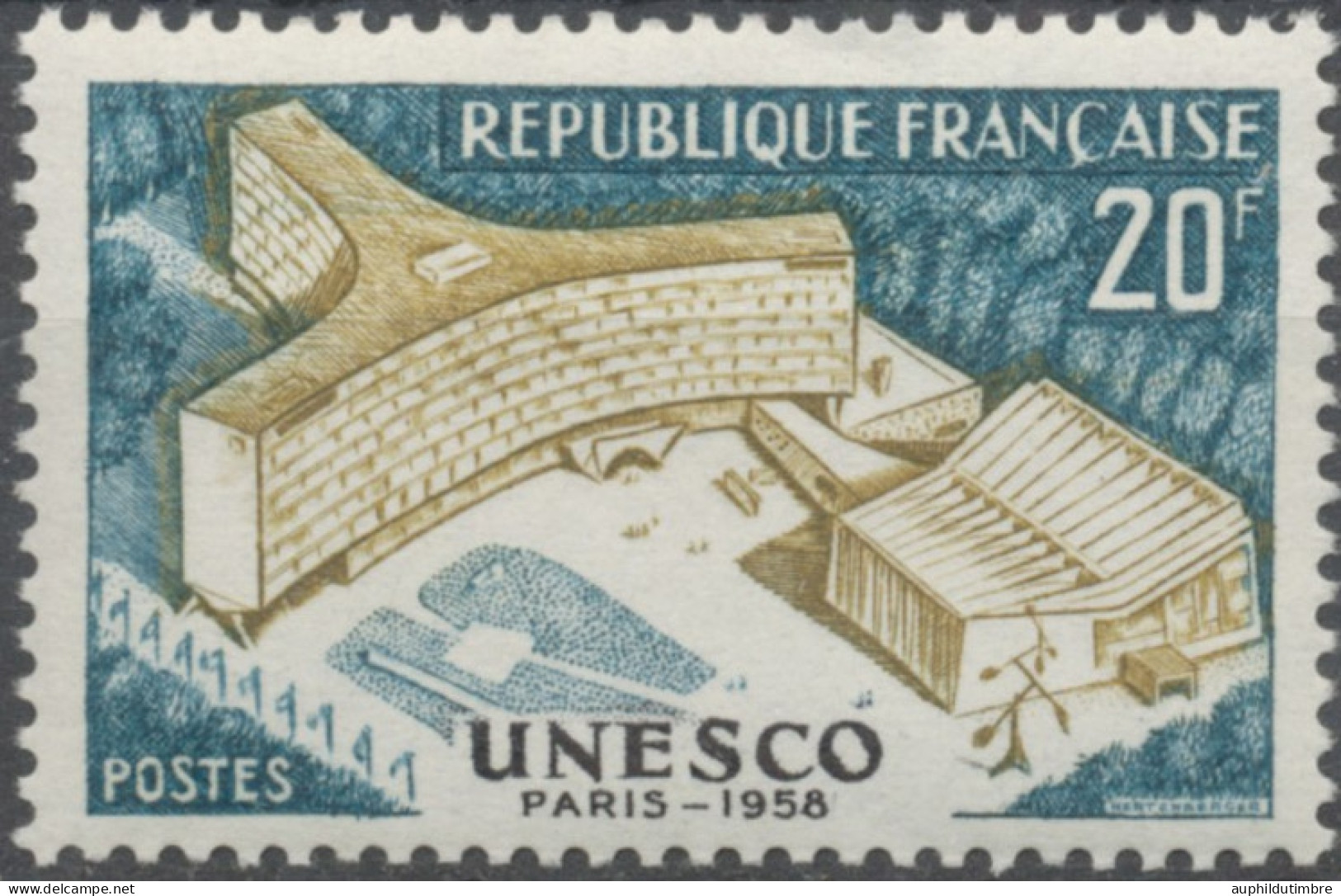 Inauguration Du Palais De L'U.N.E.S.C.O., à Paris. 20f. Bistre Et Bleu-vert. Neuf Luxe ** Y1177 - Neufs