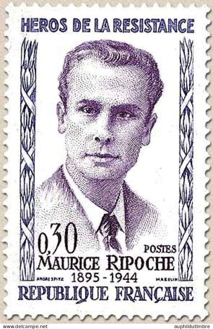 Héros De La Résistance (4e Série) Maurice Ripoche  30c. Violet Et Lilas Y1250 - Unused Stamps