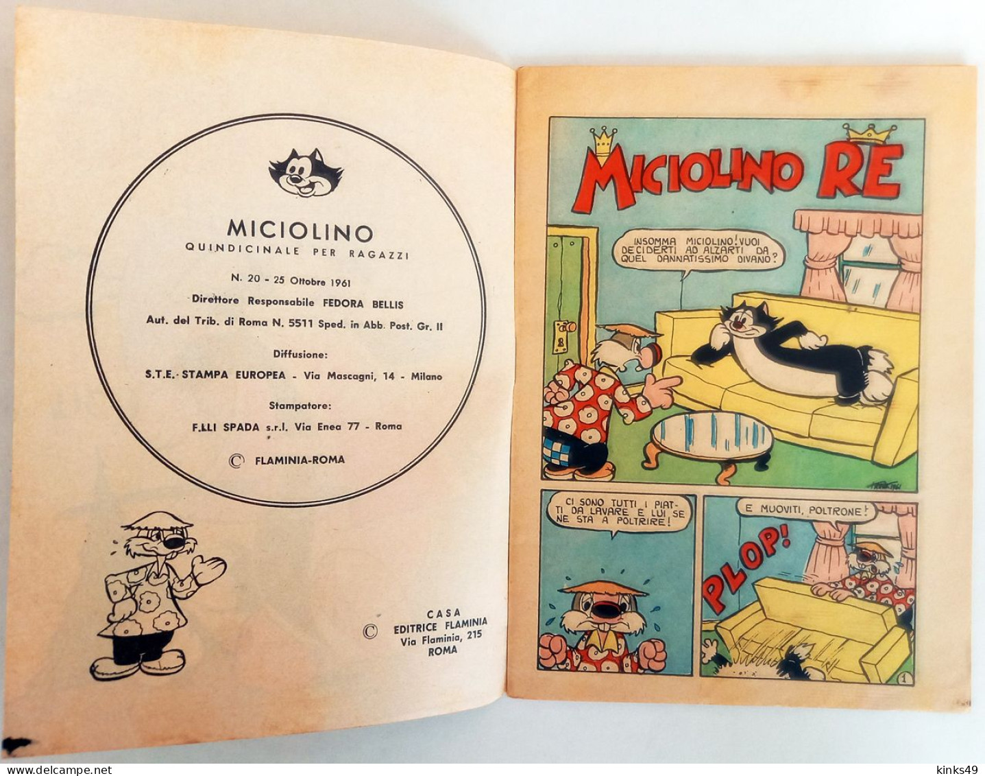 M276> MICIOLINO = N° 20 Del 25 OTTOBRE 1961 - Casa Editrice Flaminia - Humoristiques