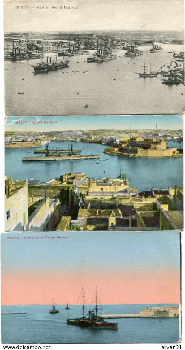 M A L T A - GRAND HARBOUR  - LOT De 6 CPA  ===============================> PORT GRATUIT - - Malta