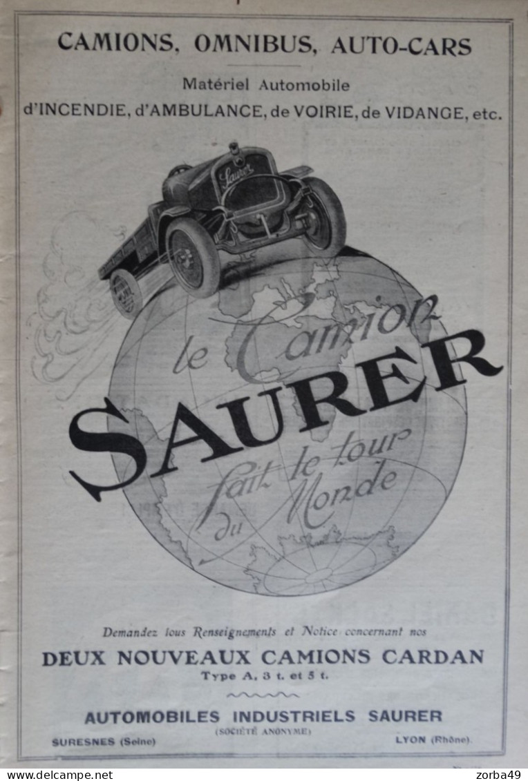 Belle Publicité Camion Saurer  Suresnes Lyon 1920 - LKW