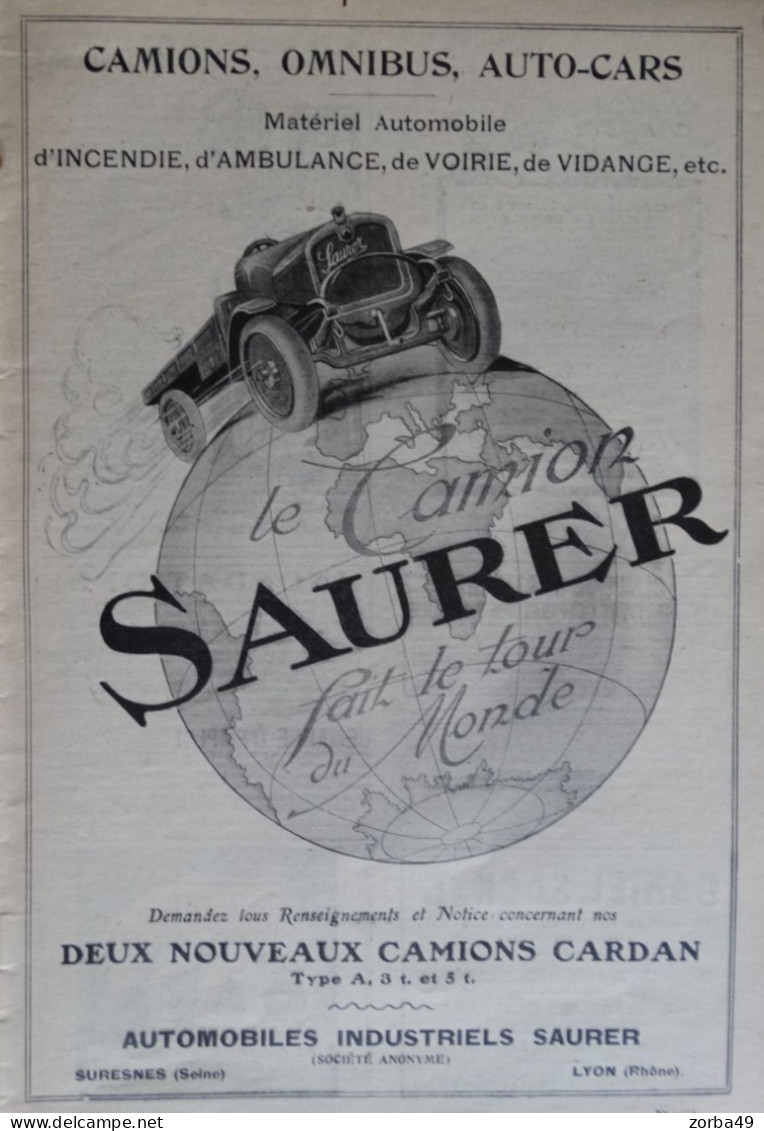 Belle Publicité Camion Saurer  Suresnes Lyon 1920 - Trucks