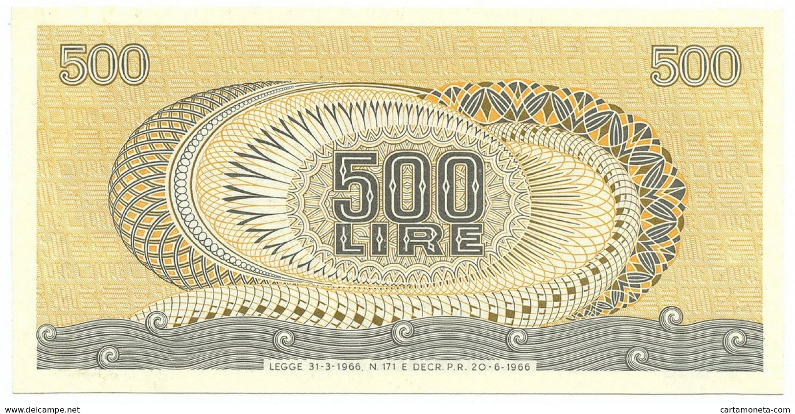 500 LIRE BIGLIETTO DI STATO ARETUSA 20/06/1966 FDS - Autres & Non Classés