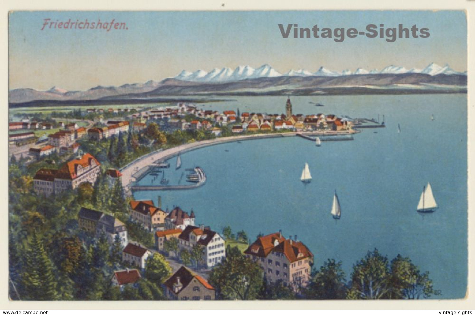 Friedrichshafen / Germany: Aerial View - Port - Lake Of Constance (Vintage PC ~1920s) - Friedrichshafen