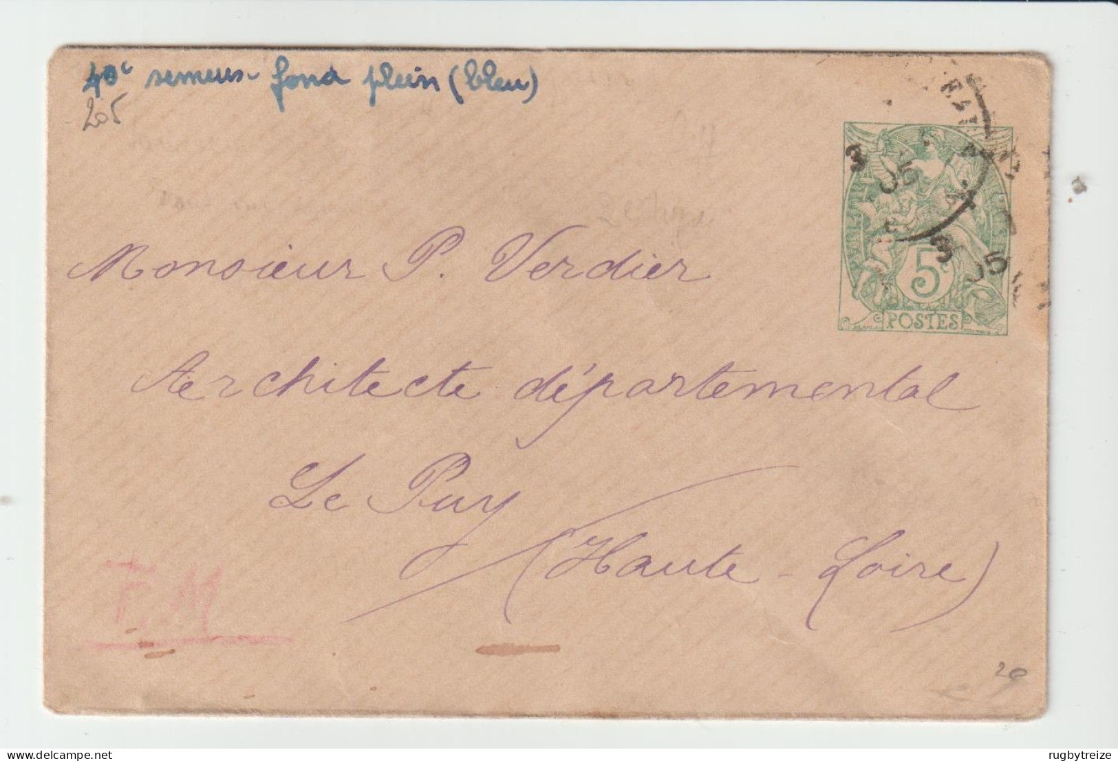 6307 ENTIER POSTAL TYPE BLANC Mignonette Verdier Architecte LE PUY HAUTE LOIRE - Enveloppes Repiquages (avant 1995)