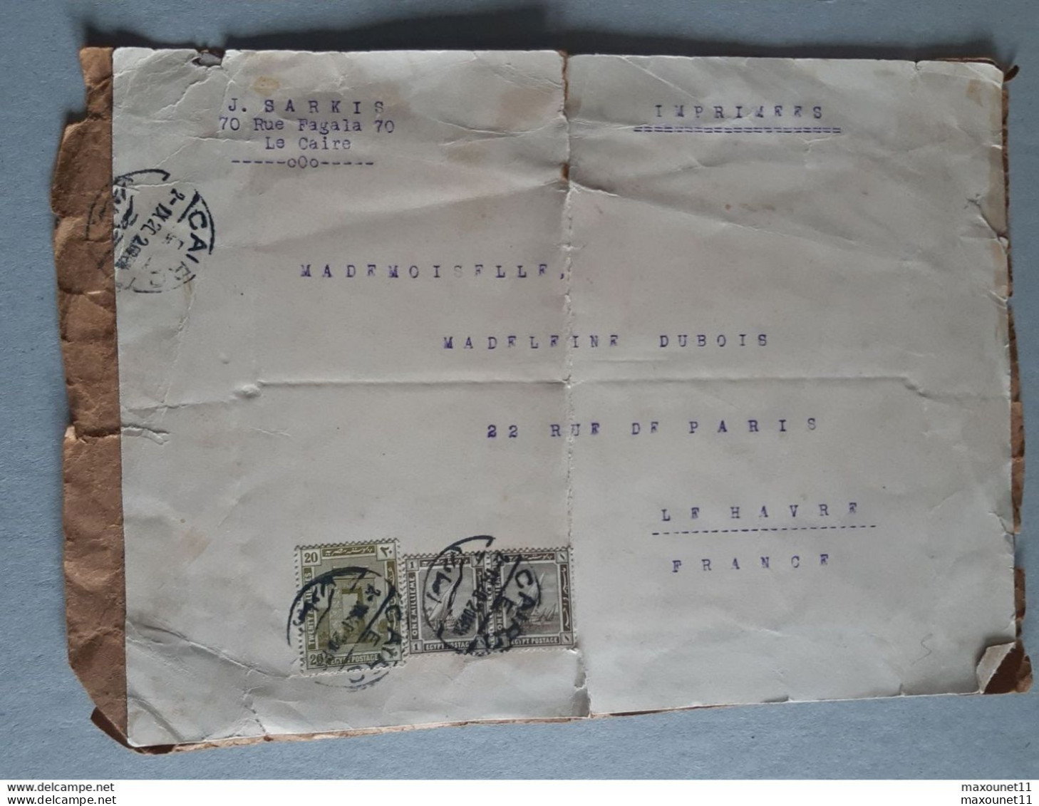 Devant De Lettre D'Egypte - Le Caire - Envoyé Vers Le Havre ... Lot430 . - 1915-1921 Protectorat Britannique