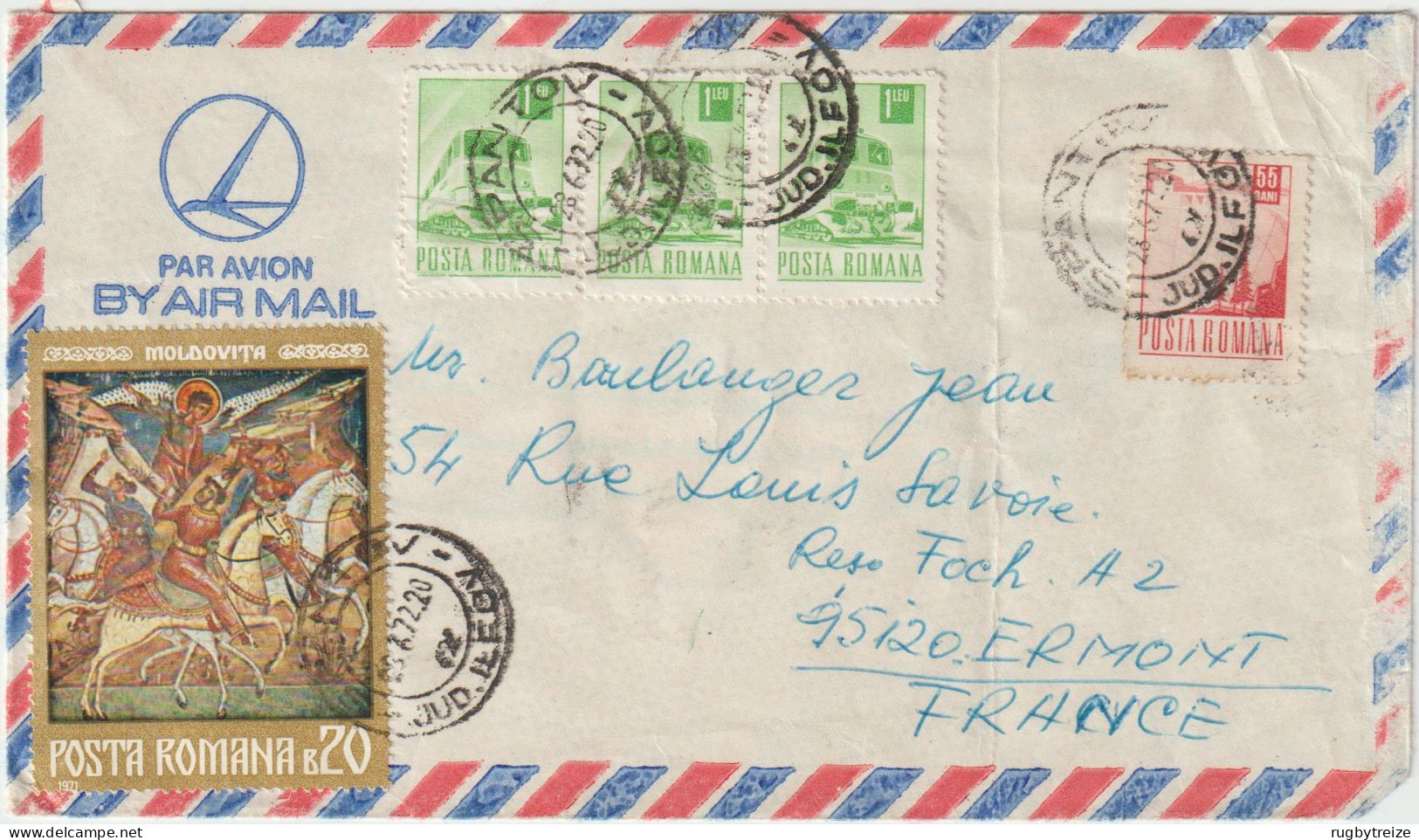 6312 Lettre Cover ROUMANIE ROMANIA ERMONT BOULANGER SPANTOV 1972 MOLDOVITA TRAIN - Postmark Collection