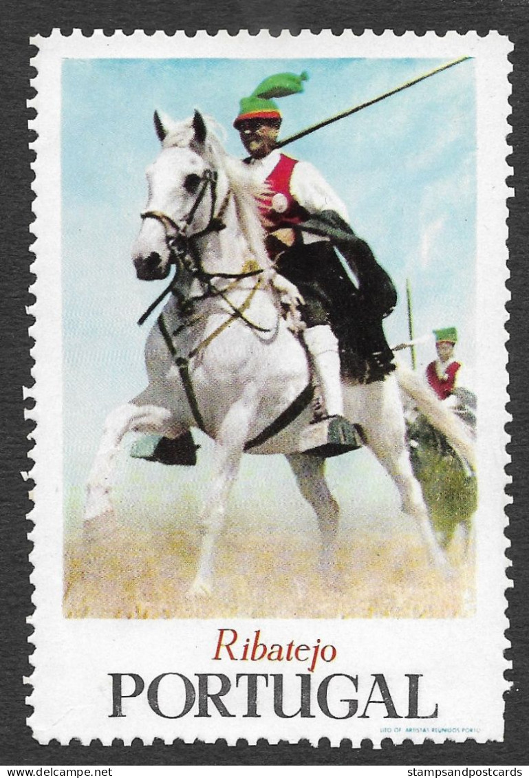 Portugal Grand Vignette Touristique Campino Do Ribatejo Cheval Chevalière Ribatejo Cowboy Horse Cinderella Poster Stamp - Local Post Stamps