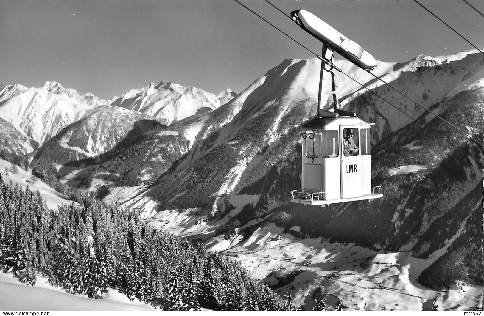 LUFTSEILBAHN MÖREL-RIEDERALP ► Alte Seilbahnmit Tourist, Fotokarte Ca.1950 - Riederalp