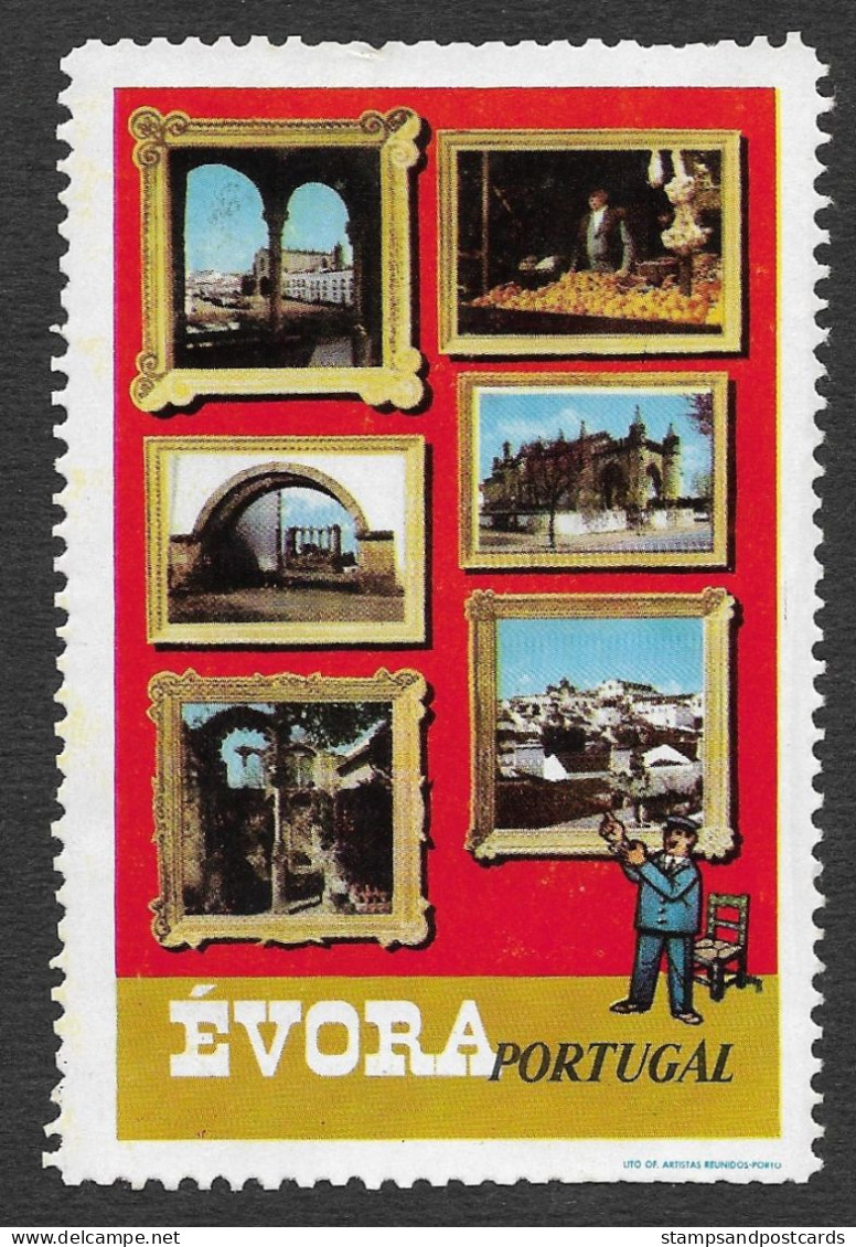 Portugal Grand Vignette Touristique Évora Alentejo Site UNESCO Cinderella Poster Stamp - Ortsausgaben