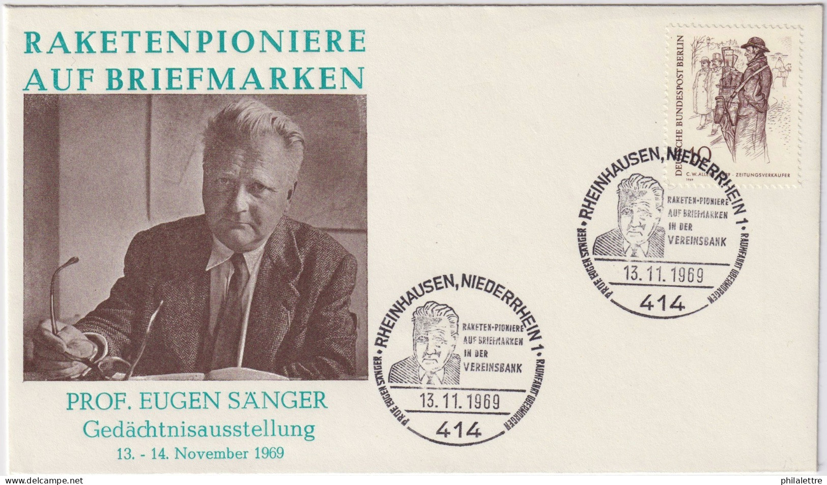 ALLEMAGNE / GERMANY - BERLIN - 1969 Mi.331 On Rocket Pioneer Pr. Eugen Sänger Commemoration Cover - Franking Machines (EMA)