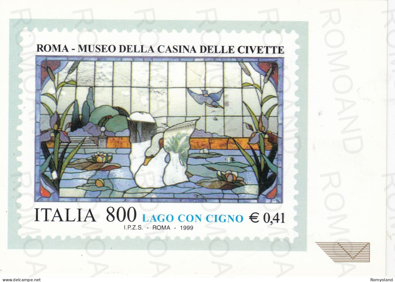 CARTOLINA  POSTE ITALIANE SpA.-DIVISIONE FILATELIA-MUSEO DELLA CASINA DELLE CIVETTE-ROMA-LAGO CON CIGNO-NON VIAGGIATA - Poste & Facteurs