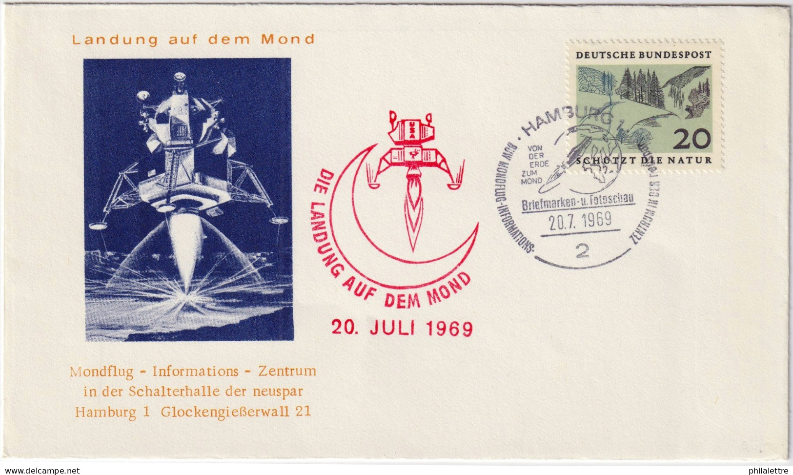 ALLEMAGNE / GERMANY - 1969 Mi.592 On July 20 Moon Landing Commemoration Cover - Covers & Documents