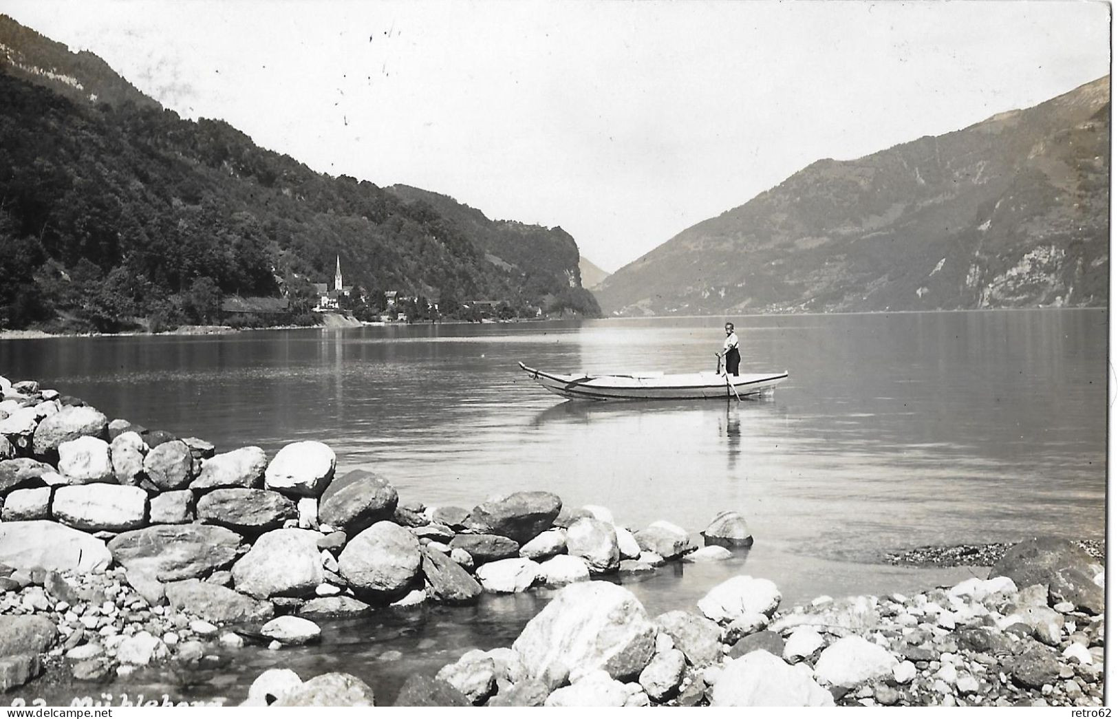 WALENSEE ► Ruderboot Auf Dem Walensee Mit  Mühlehorn Anno 1930  ►mit Stempel Gastahus Z.Traube Mühlehorn◄ - Mühlehorn