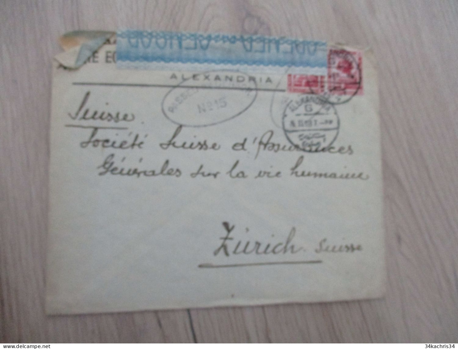 Lettre Egypte 2  TP Anciens  Pour Zurich Suisse 1919 En Censure - 1915-1921 Protectorado Británico
