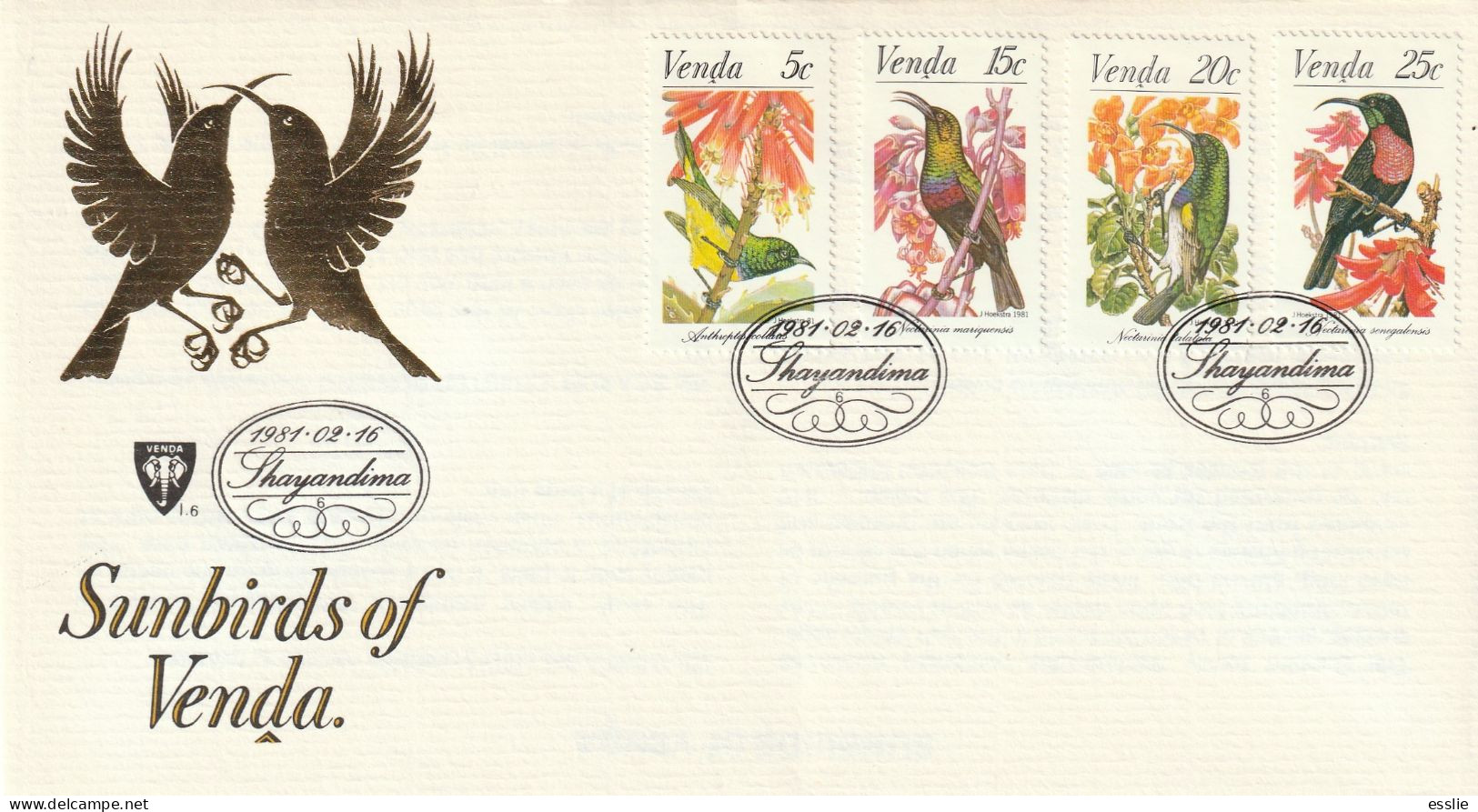 Venda - 1981 - Sunbirds Birds Vogel Nektarvogel - FDC 1.6 - Venda