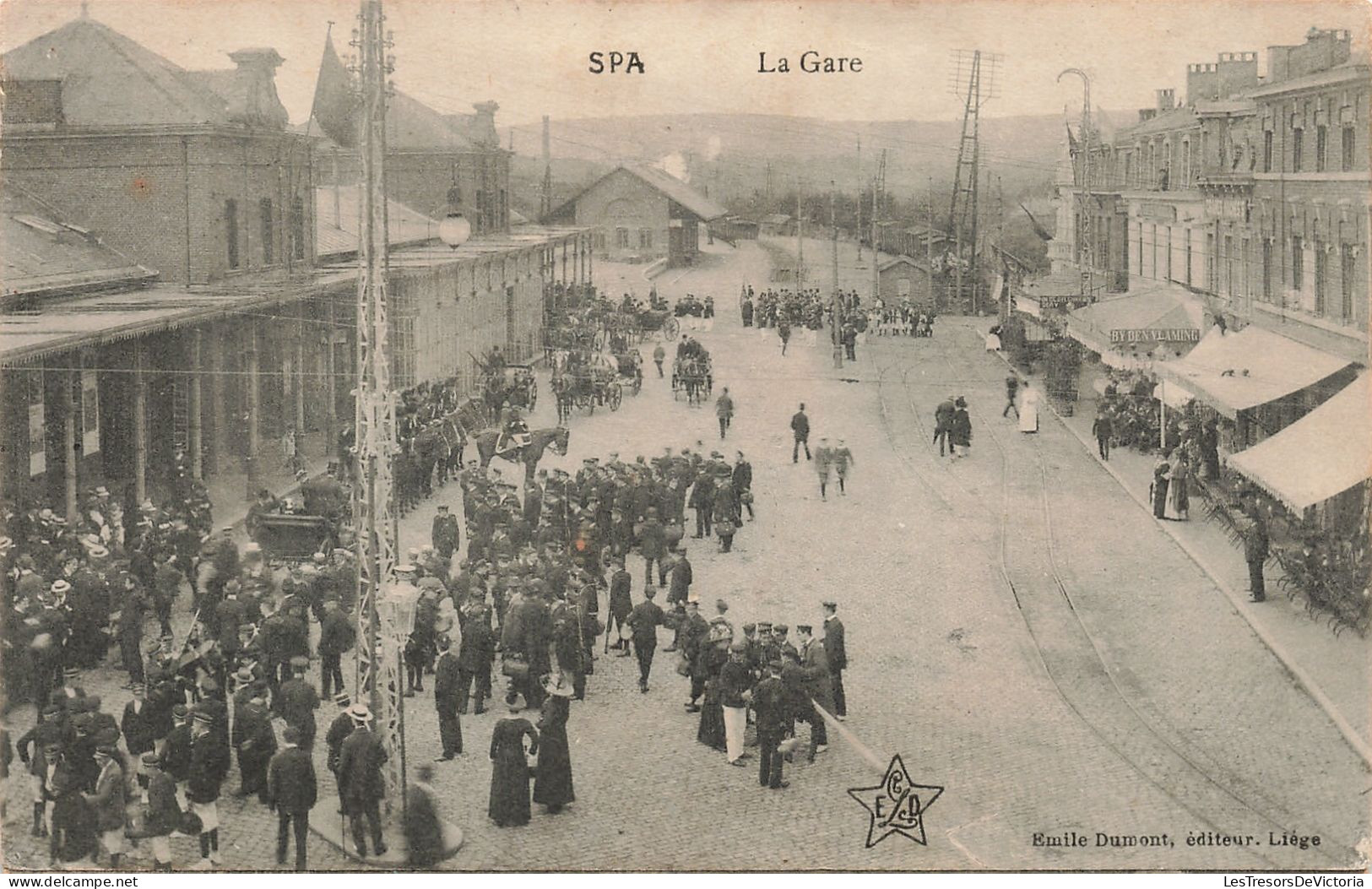 Belgique - Spa - La Gare - Edit. Emile Dumont - Phototypie Préaux Frères - Animé - Carte Postale Ancienne - Spa