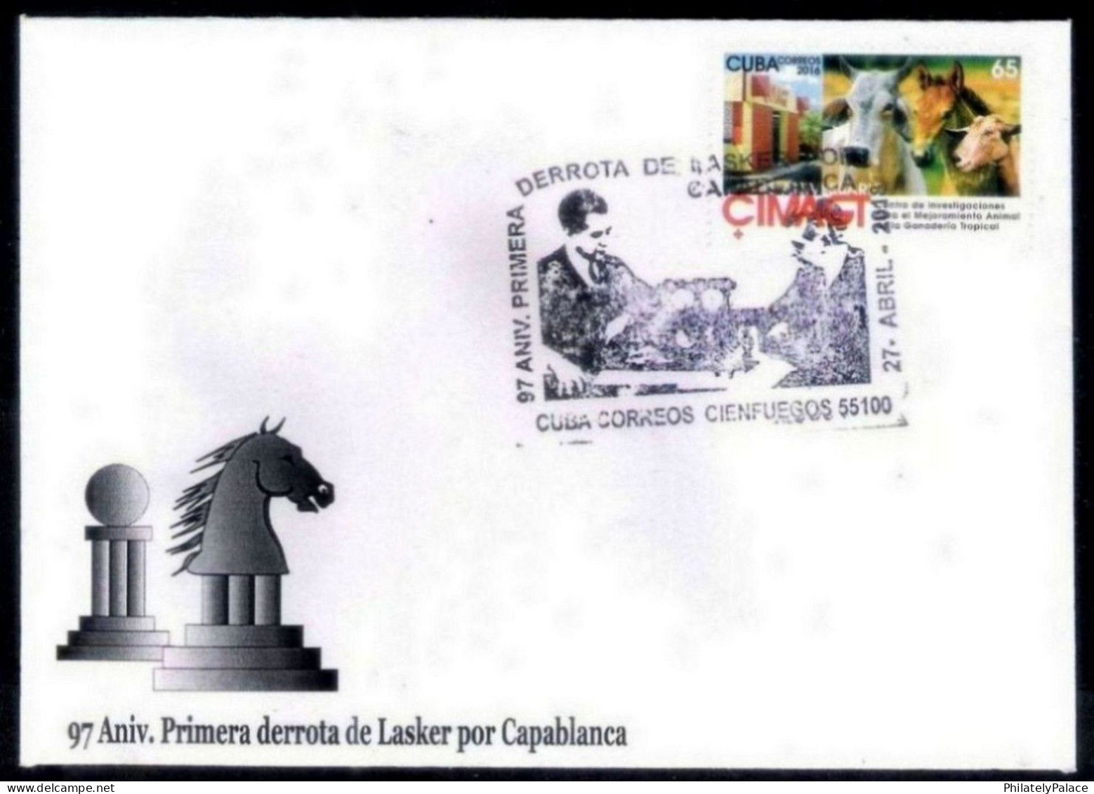 CUBA 1997 Chess,Schach,Échecs,Aniv Of Lasker's First Defeat Against Capablanca Cover(**) - Covers & Documents