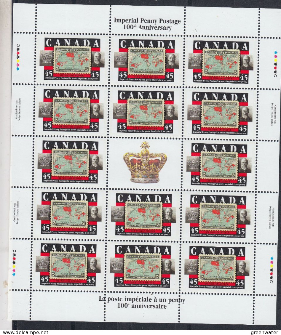 Canada 1998  Imperial Penny Postage 100th Anniversary 1v Complete Sheetlet ** Mnh (58586) - Feuilles Complètes Et Multiples