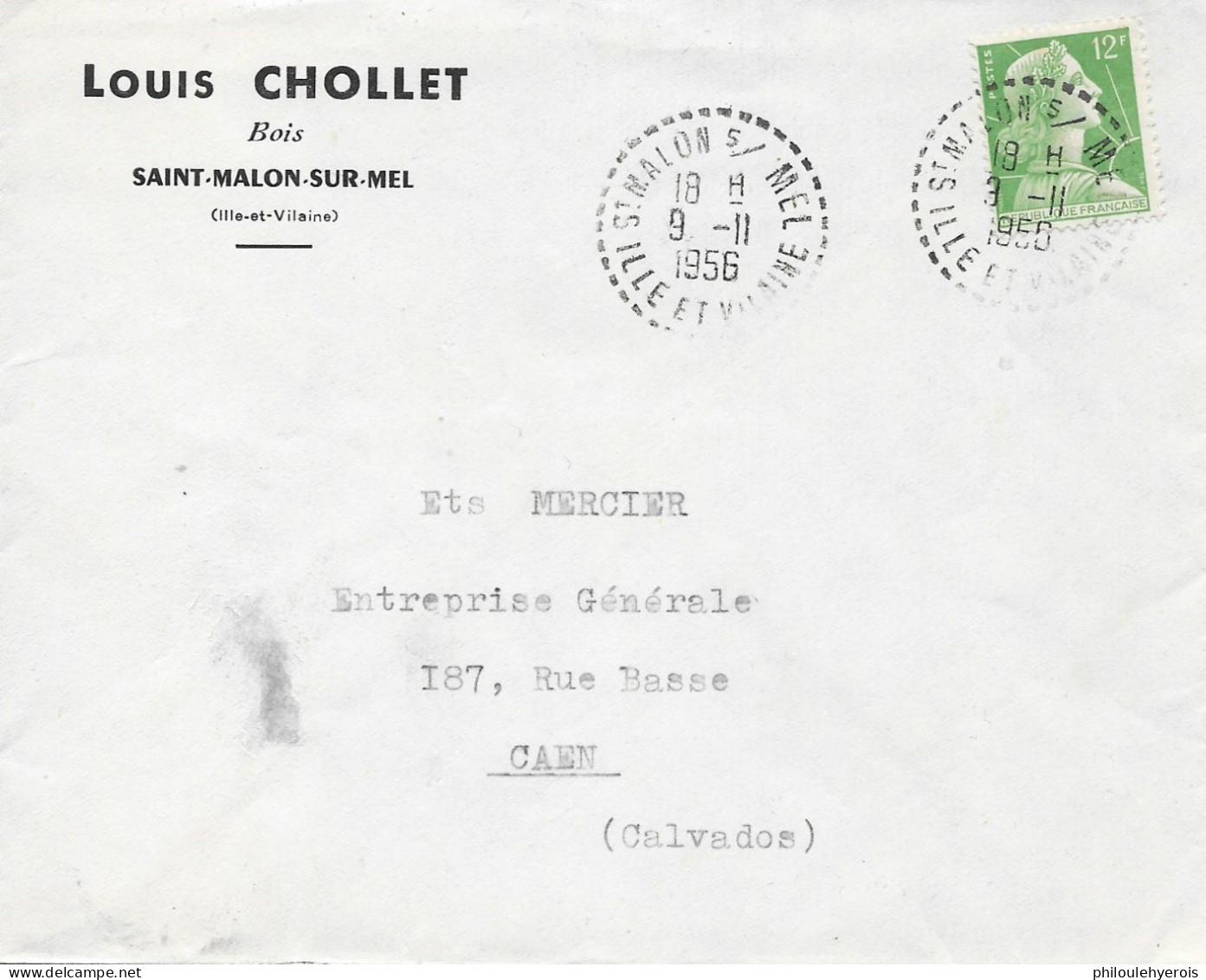 SAINT MALON SUR MEL (35) Bois L.Chollet 1956 Pour CAEN (14) - Non Classés