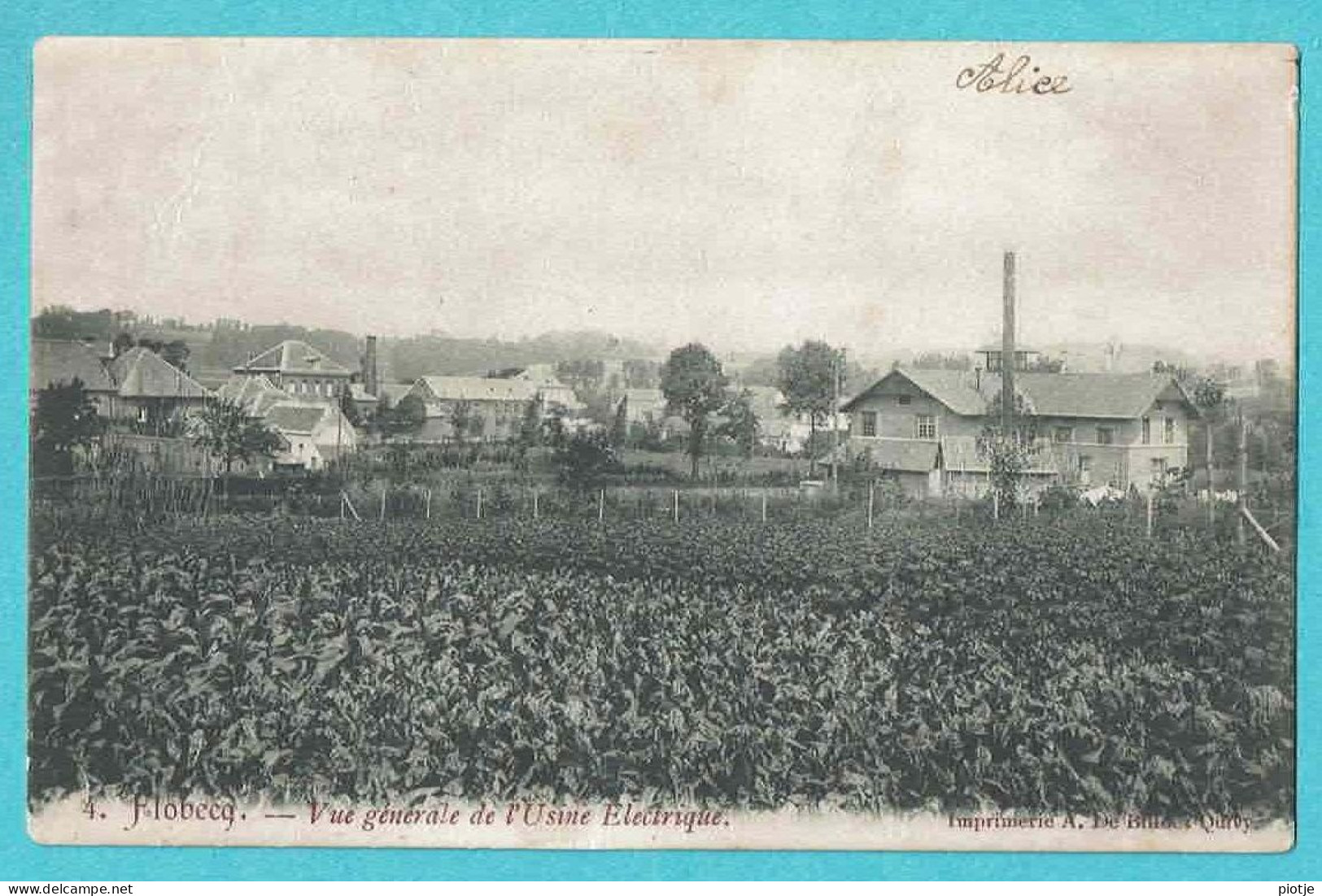 * Flobecq - Vloesberg (Hainaut - La Wallonie) * (Imprimerie A. De Billoez - Quivy, Nr 4) Vue Générale, Usine Electrique - Flobecq - Vloesberg