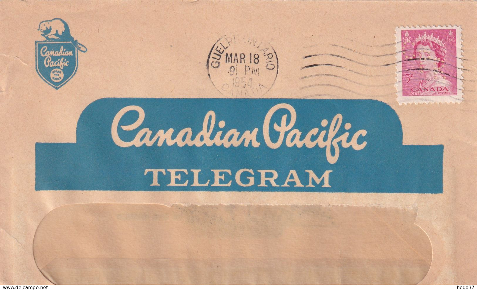 Canada - Perforé CPR - Enveloppe - Lettres & Documents