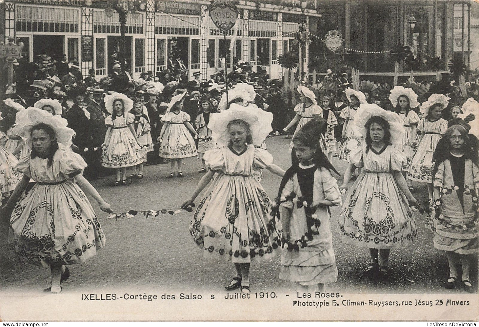 Belgique - Ixelles - Cortège Des Saisons (manque Le N) - Juillet 1910 - Les Roses  - Carte Postale Ancienne - Elsene - Ixelles