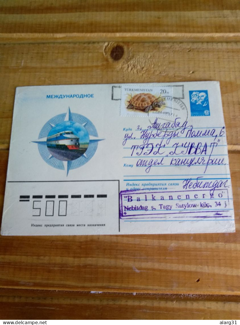 Turkmenistan  Postal Stationery Ussr Addtl Turtle Stamp.unused Greetings Pstat Cover E7 Reg Post.conmems.. - Turkmenistan
