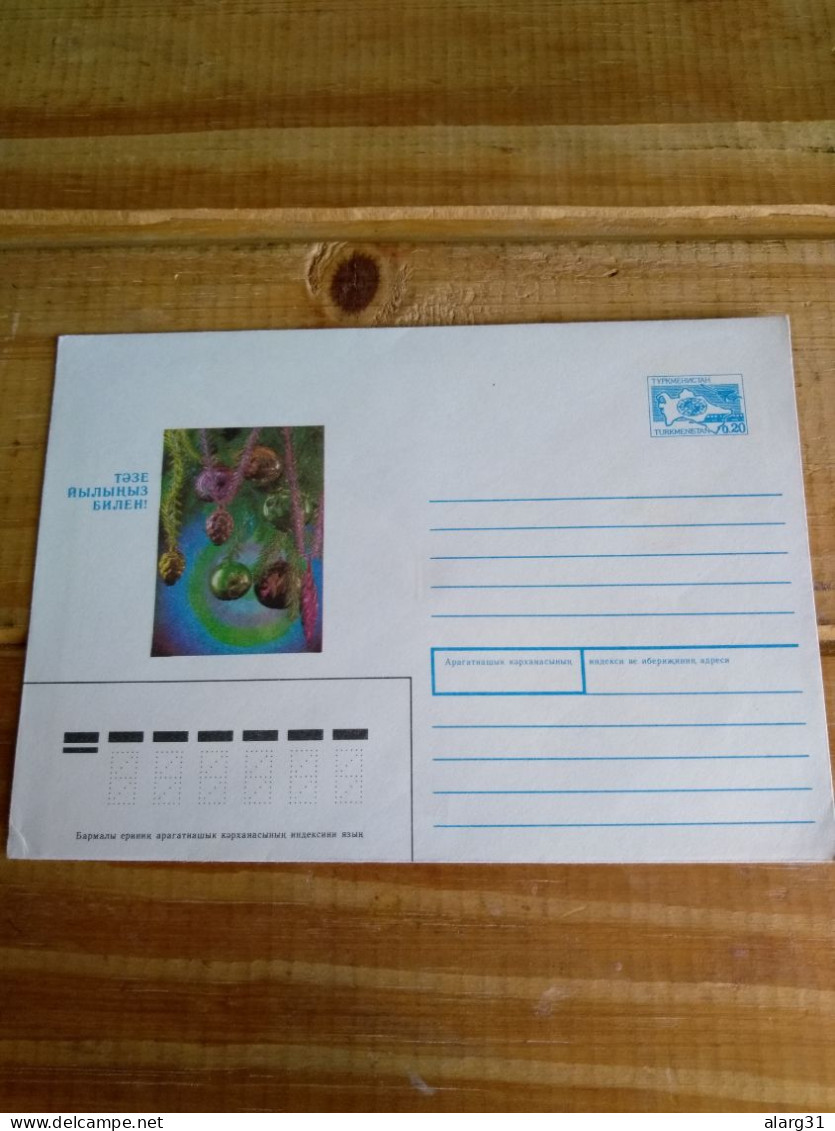 Turkmenistan  Postal Stationery Ussr Addtl Turtle Stamp.unused Greetings Pstat Cover E7 Reg Post.conmems.. - Turkmenistán