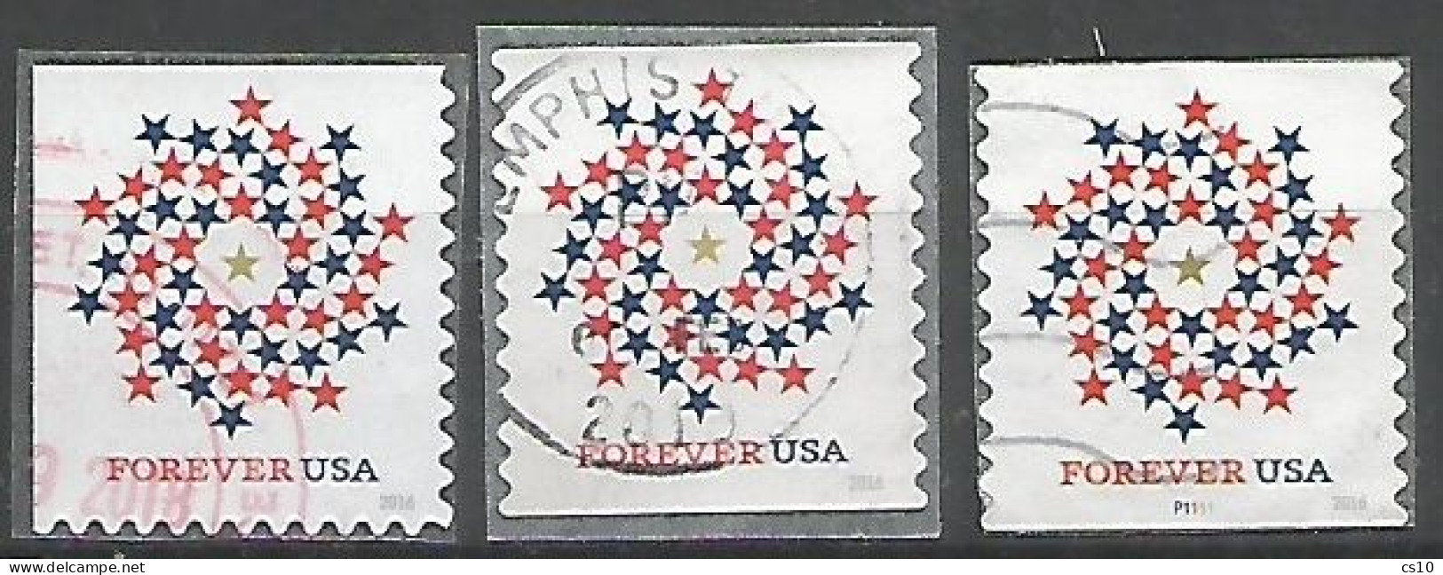 USA 2016 Patriotic Spiral Cpl 3v Issue SC. # 5130 Coil + # 5130a Coil Plate Number + #  5130 Booklet - Coils & Coil Singles