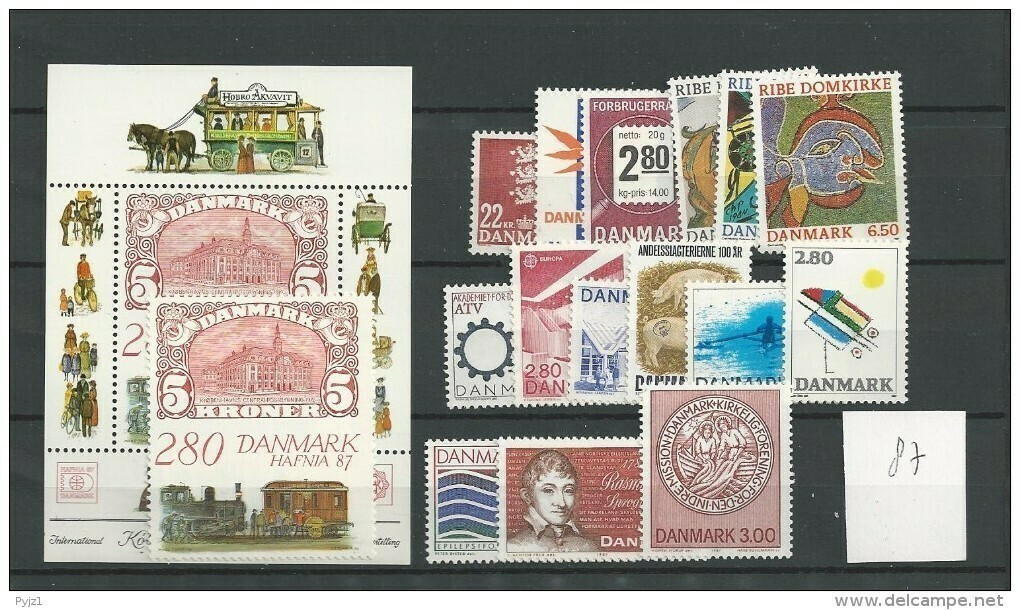 1987 MNH Denmark,year Complete, INCLUDING EXHIBITION BLOCK, Mi 888-904, Postfris - Années Complètes