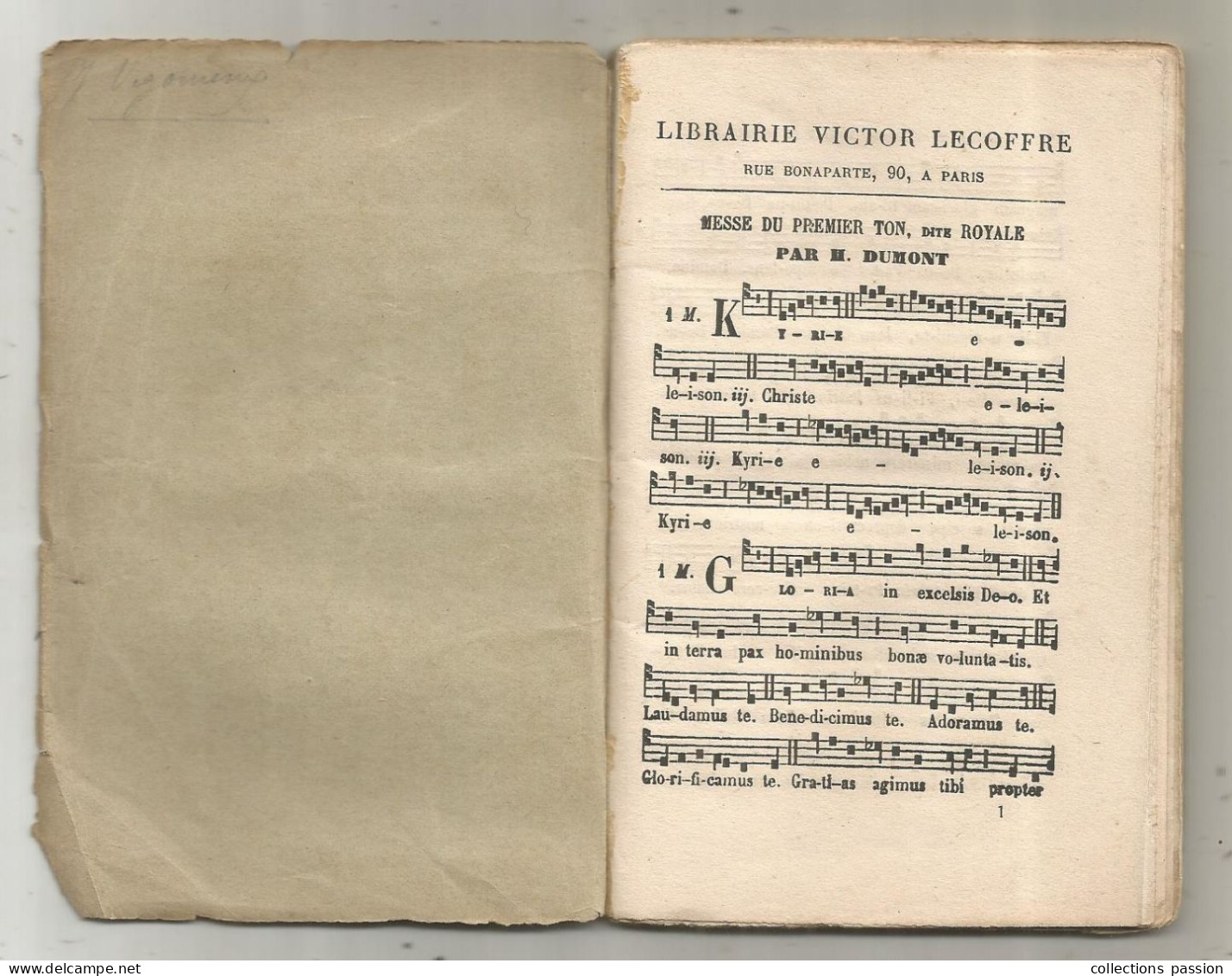 Partition Musicale ,librairie Victor Lecoffre ,messe Du Premier Ton , Dite Royale Par M. Dumont,religion, Frais Fr 3.35e - Partitions Musicales Anciennes