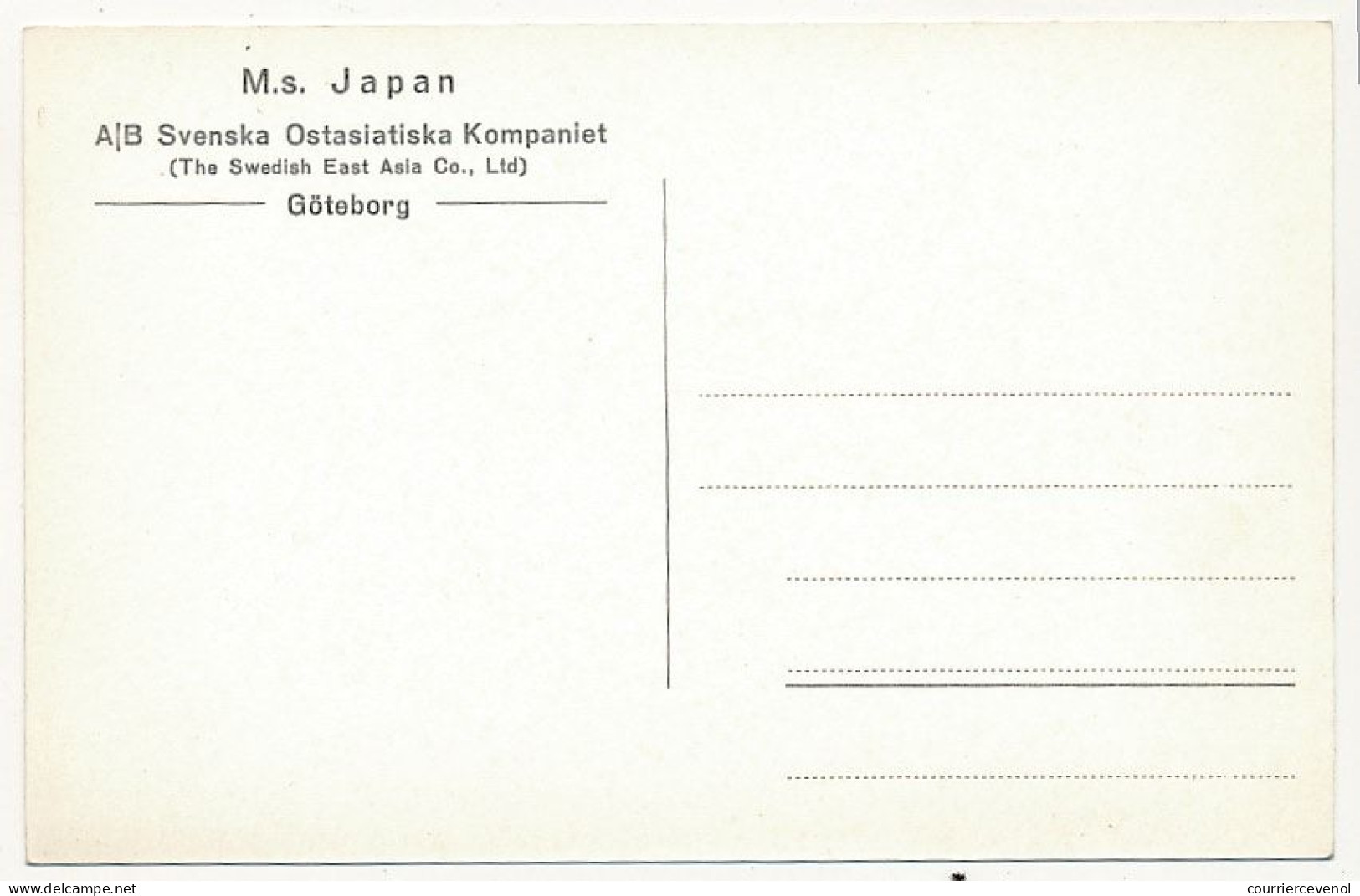 CPSM - "M.S. JAPAN" - Swedish East Asia Co, Ltd - Göteborg - Cargos