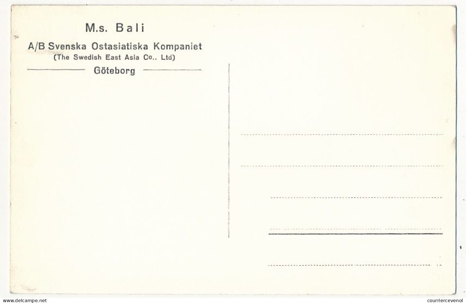 CPSM - "M.S. BALI" - Swedish East Asia Co, Ltd - Göteborg - Handel