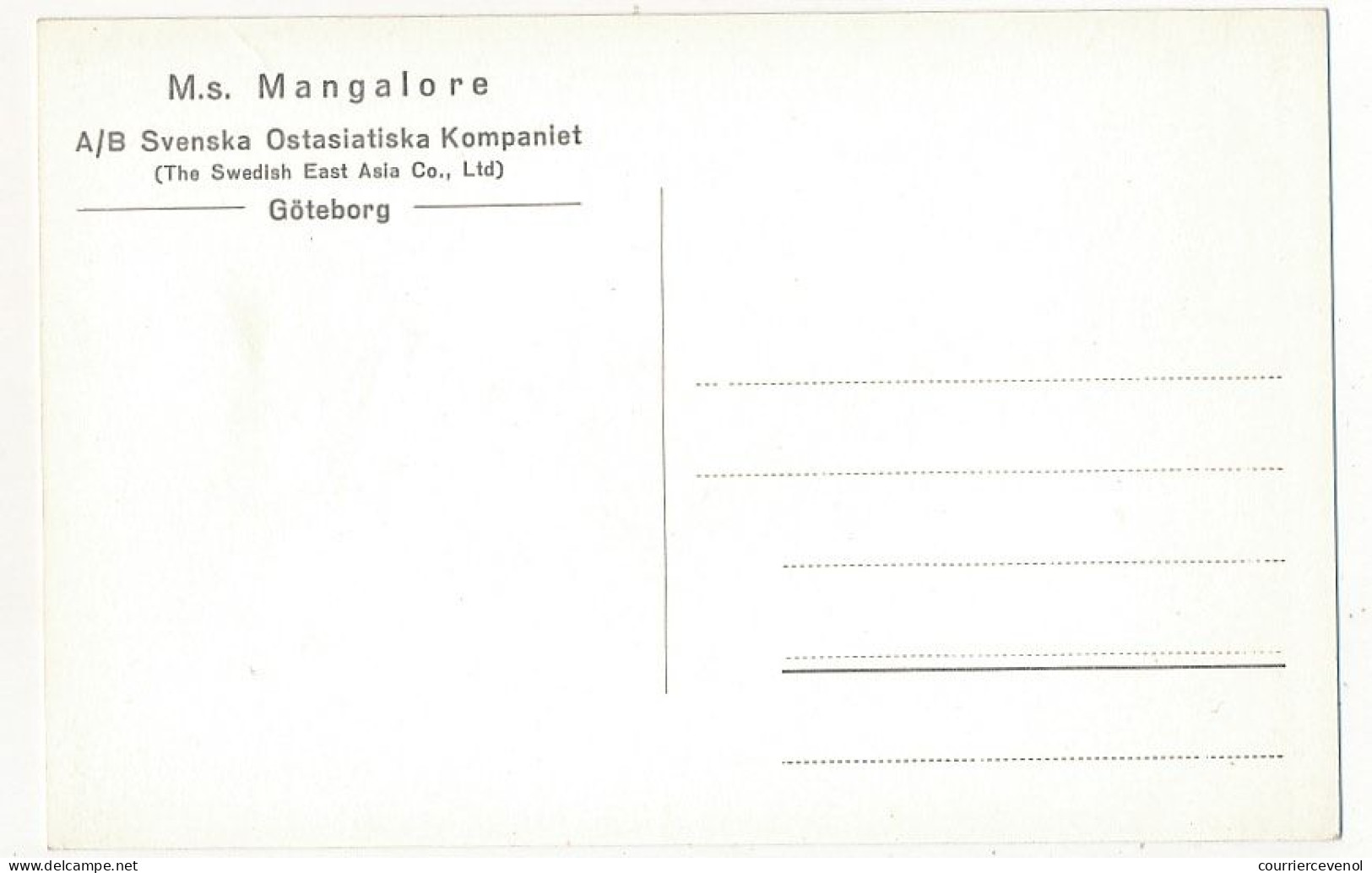 CPSM - "M.S. MANGALORE" - Swedish East Asia Co, Ltd - Göteborg - Commercio