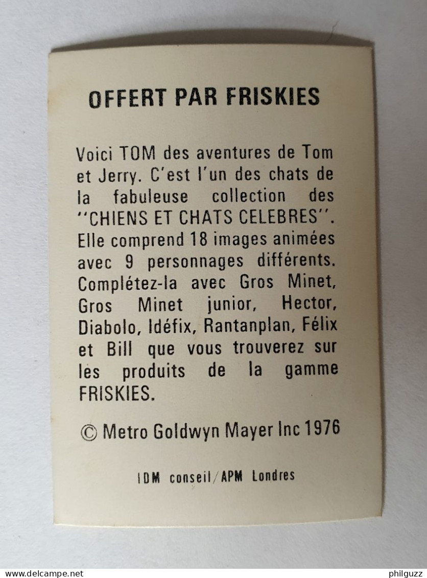 RARE IMAGE HOLOGRAPHIQUE PUBLICITAIRE FRISKIES TOM ET JERRY PEINTURE 1976 - Chromos