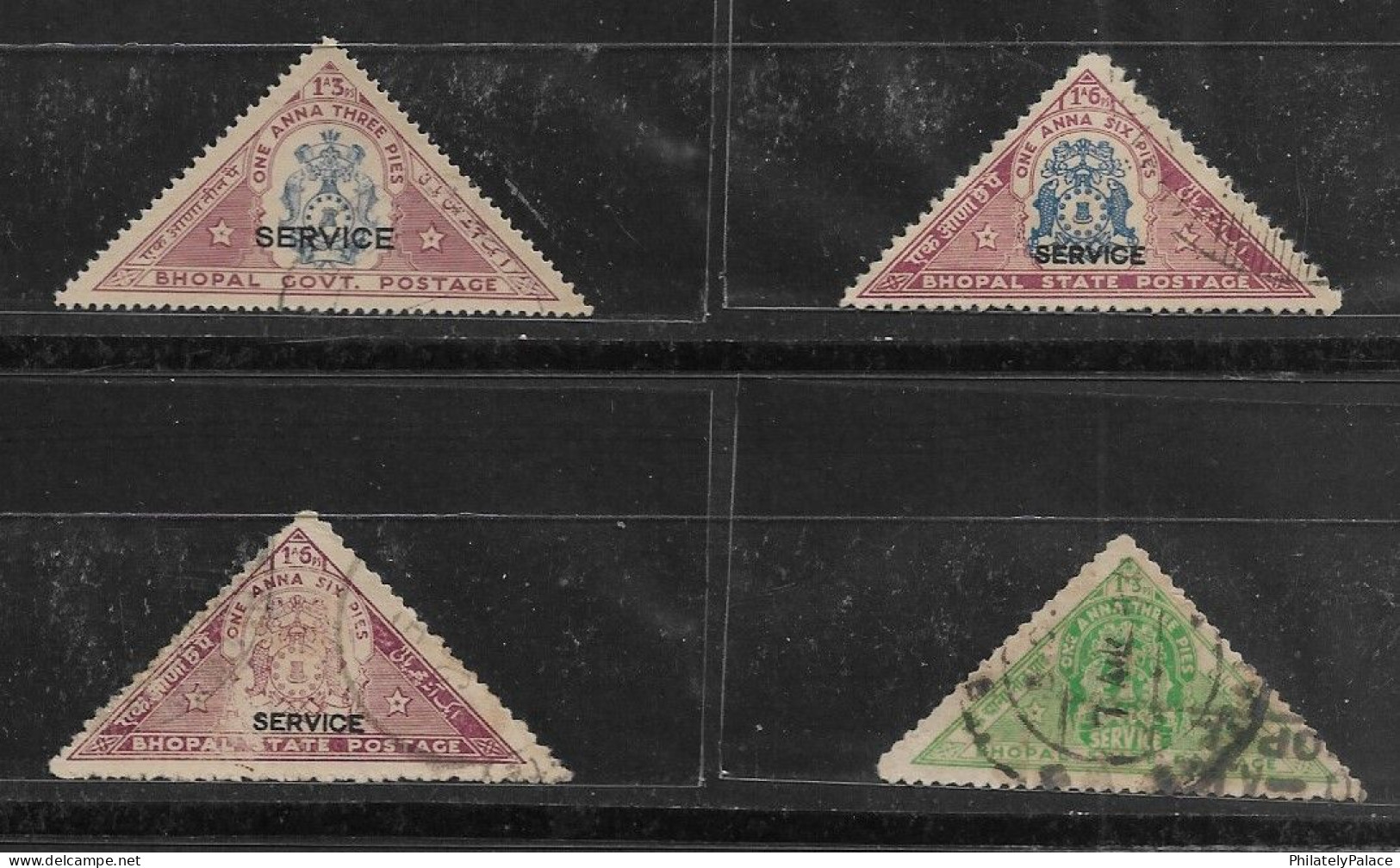 British India 1902 Bhopal State ,Feudatory ,Princely State,Fish Triangular Odd Unusual Shaped,Set Used (**) Inde Indien - Bhopal