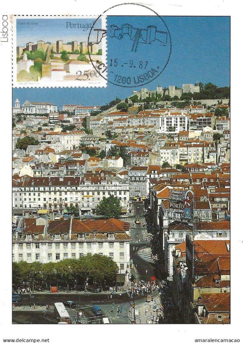 CARTE MAXIMUM - CARTOLI MAXIMUM KARTE - MAXIMUM CARD - PORTUGAL - CHÂTEAU DE S. JORGE -LISBONNE OBLIT. TRIPLE SPECIAL - Châteaux