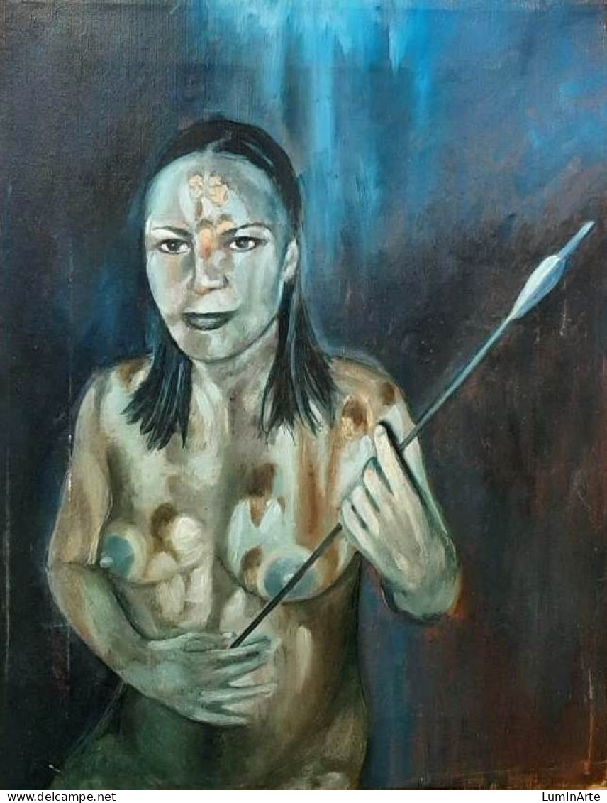 "Ragazza Indigena Amazzonica" Olio Su Tela - Art Contemporain
